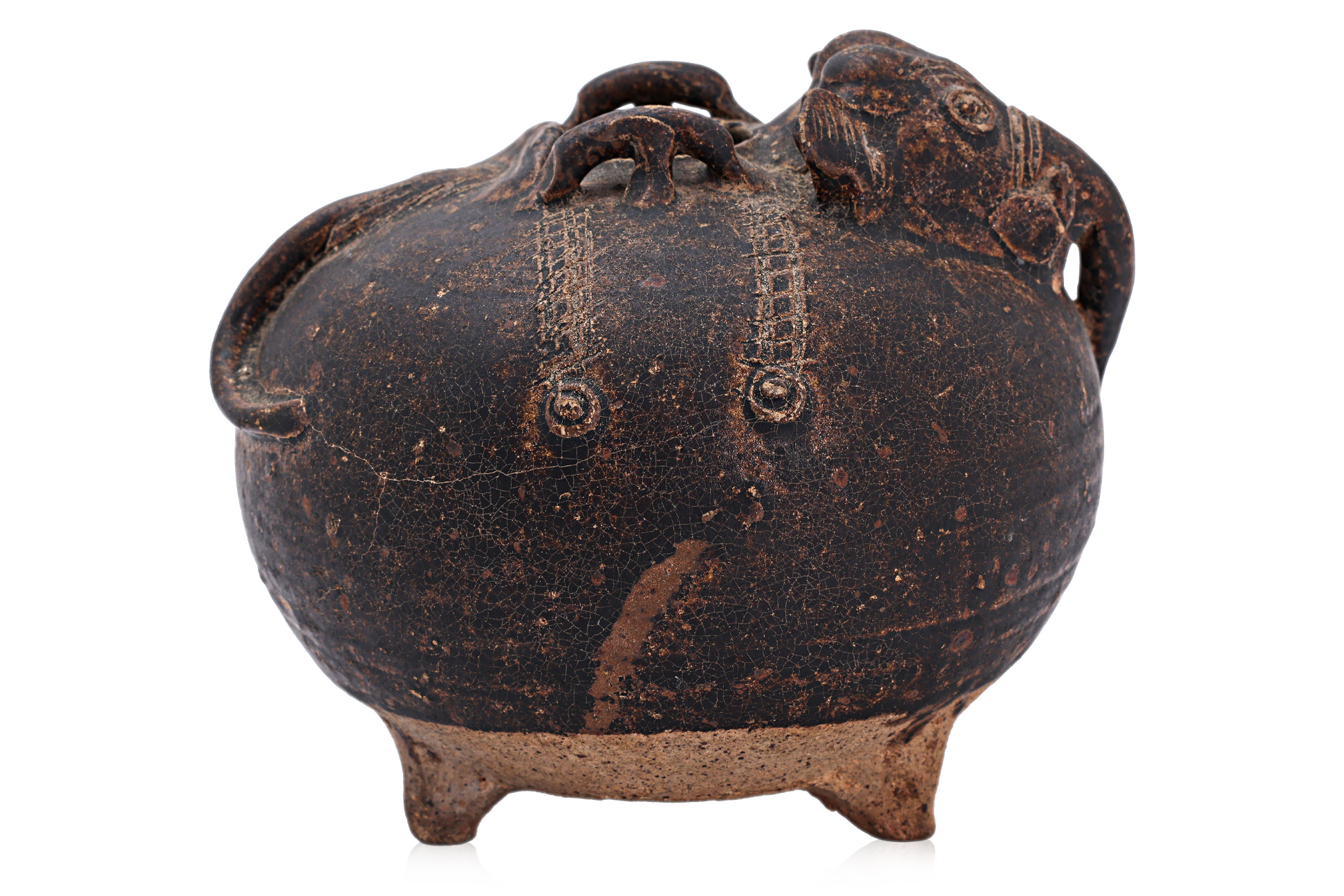 A CAMBODIAN BROWN GLAZED ELEPHANT FORM LIME JAR - Image 2 of 14