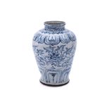 A LARGE VIETNAMESE BLUE AND WHITE BALUSTER JAR