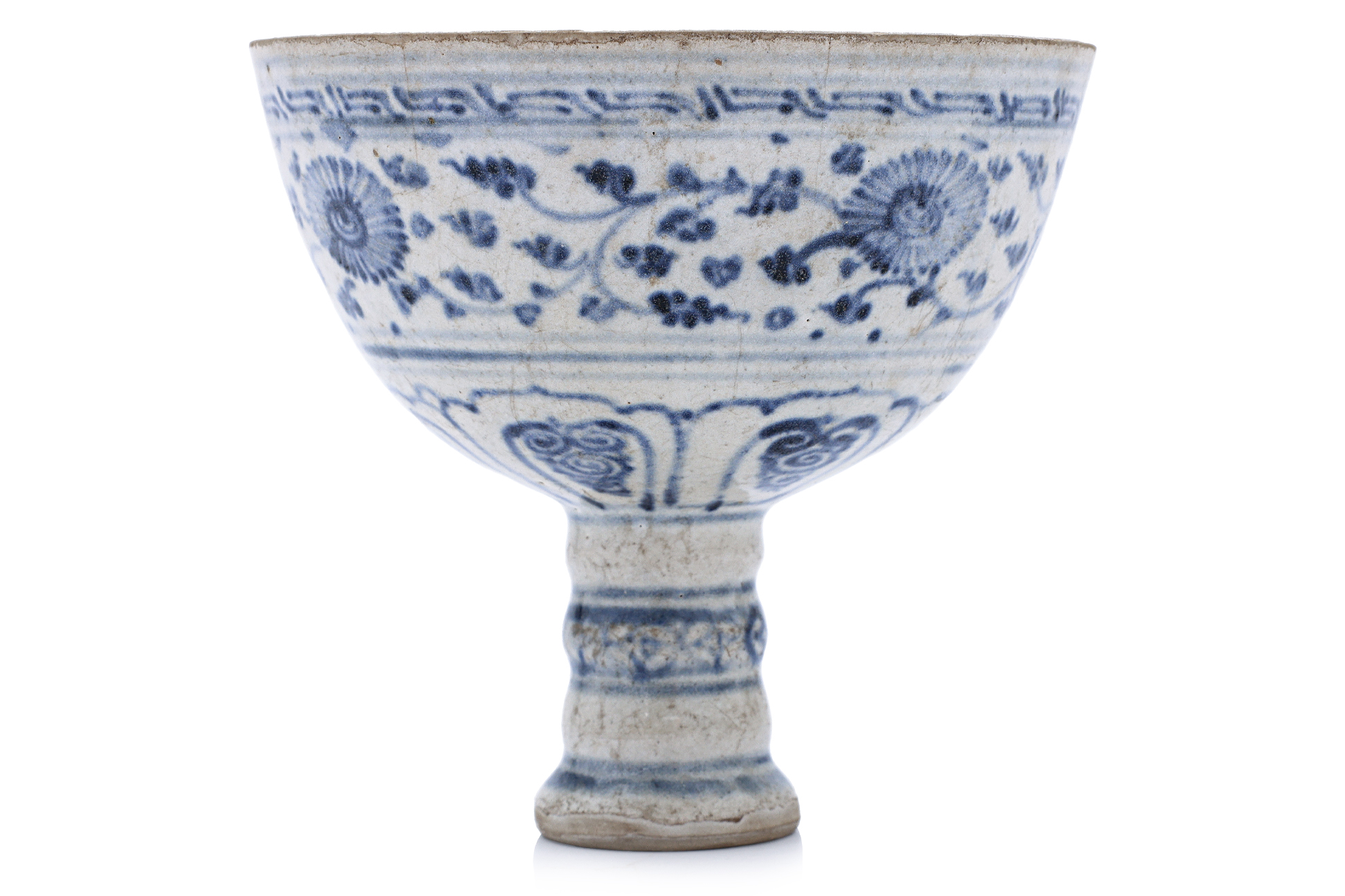 A VIETNAMESE BLUE AND WHITE STEM CUP - Image 2 of 4