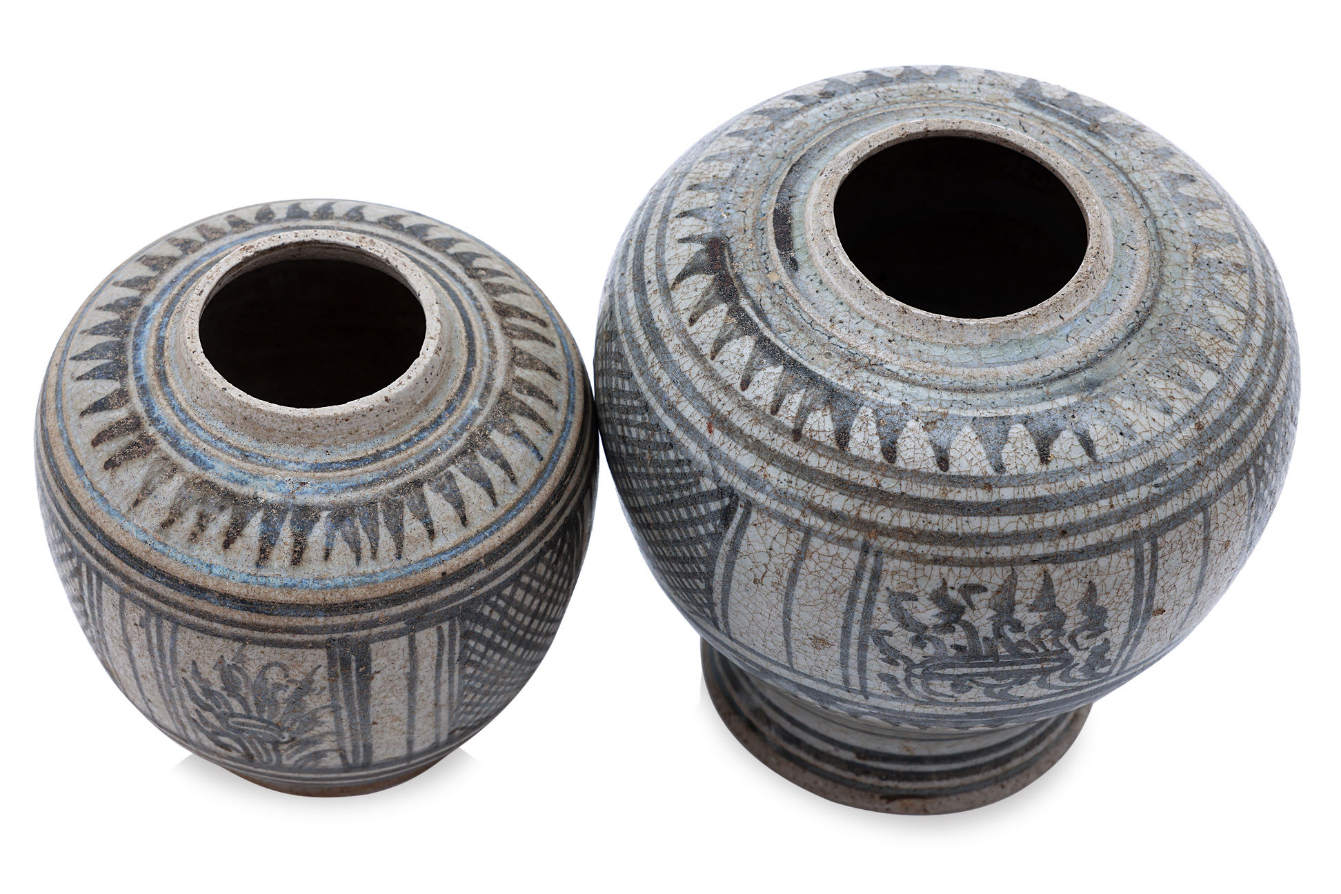 TWO THAI PAINTED JARS AND COVERS - Image 3 of 4