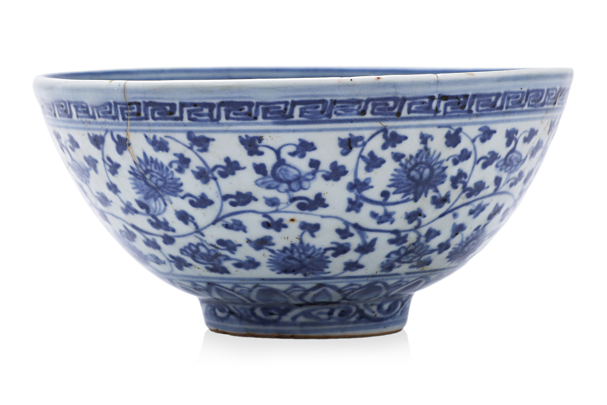 A BLUE AND WHITE PORCELAIN 'FLYING HORSES' BOWL - Image 3 of 9