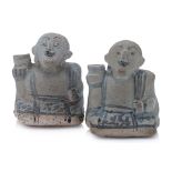 TWO THAI FIGURAL WATER DROPPERS