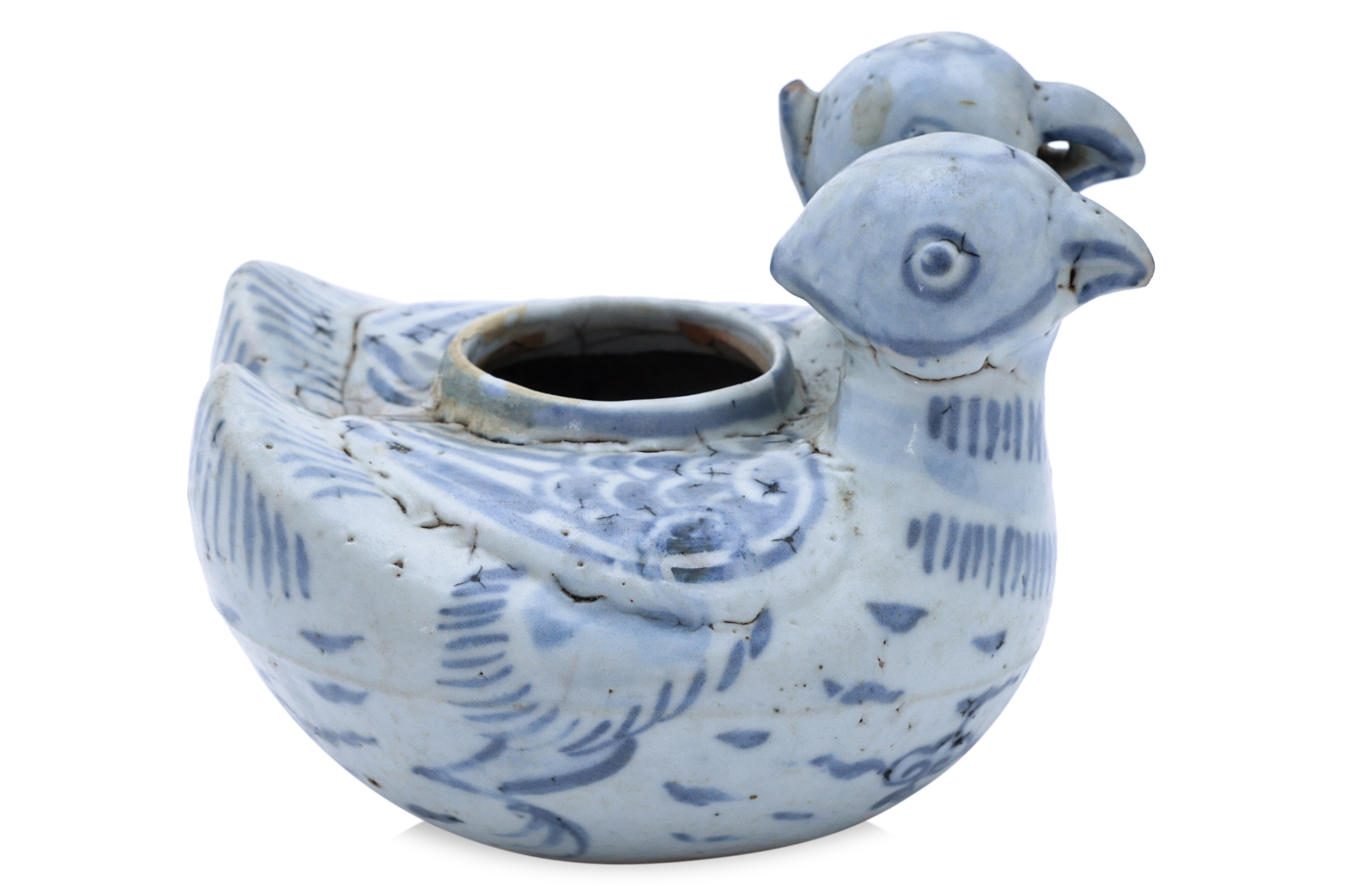 A BLUE AND WHITE PORCELAIN TWIN DUCK WATER DROPPER - Image 2 of 4