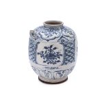 A VIETNAMESE BLUE AND WHITE WINE JAR WITH FIGURAL SPOUT
