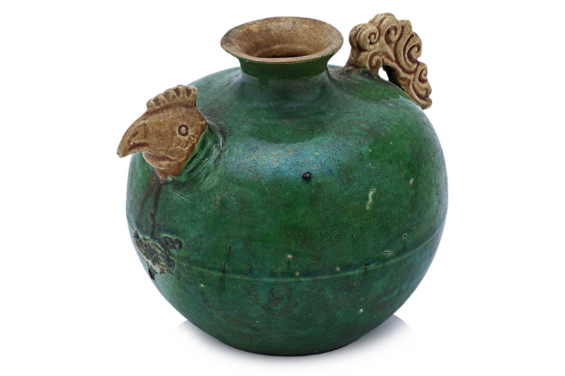 A GREEN GLAZED CHICKEN WATER DROPPER - Image 2 of 4