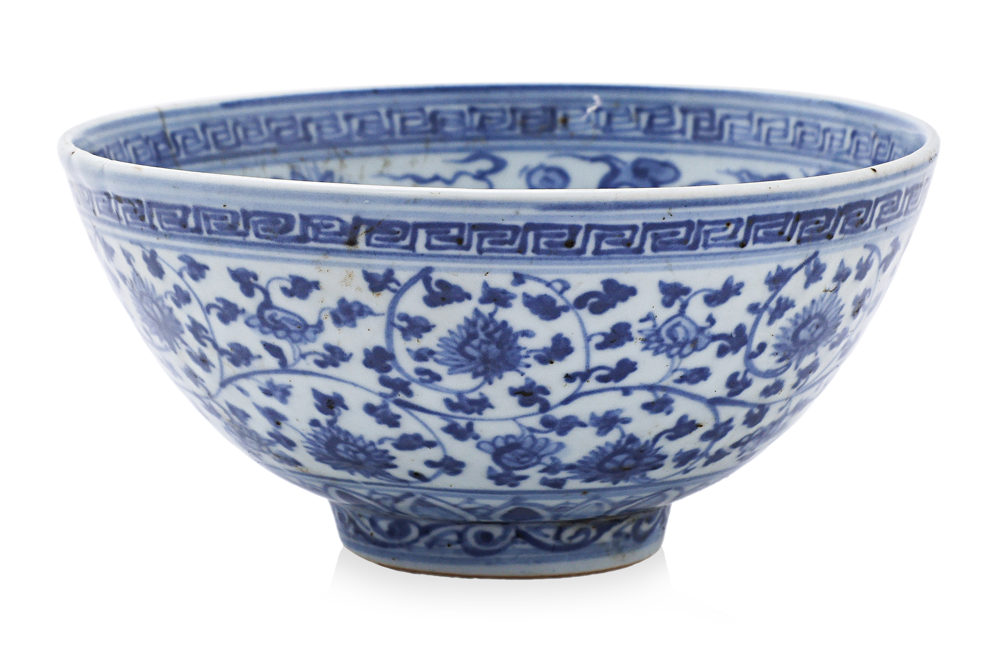 A BLUE AND WHITE PORCELAIN 'FLYING HORSES' BOWL