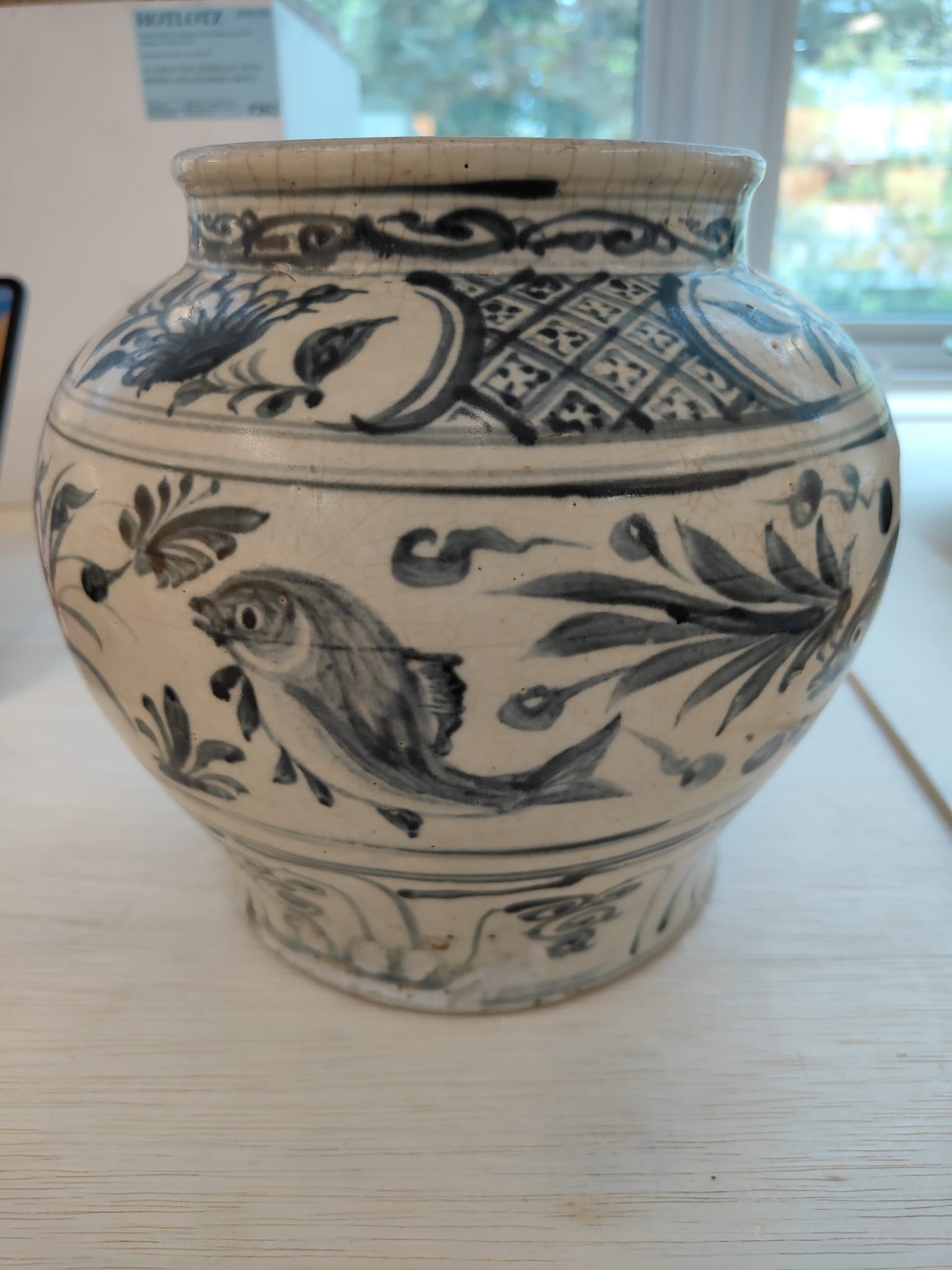 A LARGE VIETNAMESE BLUE AND WHITE FISH JAR - Image 14 of 17