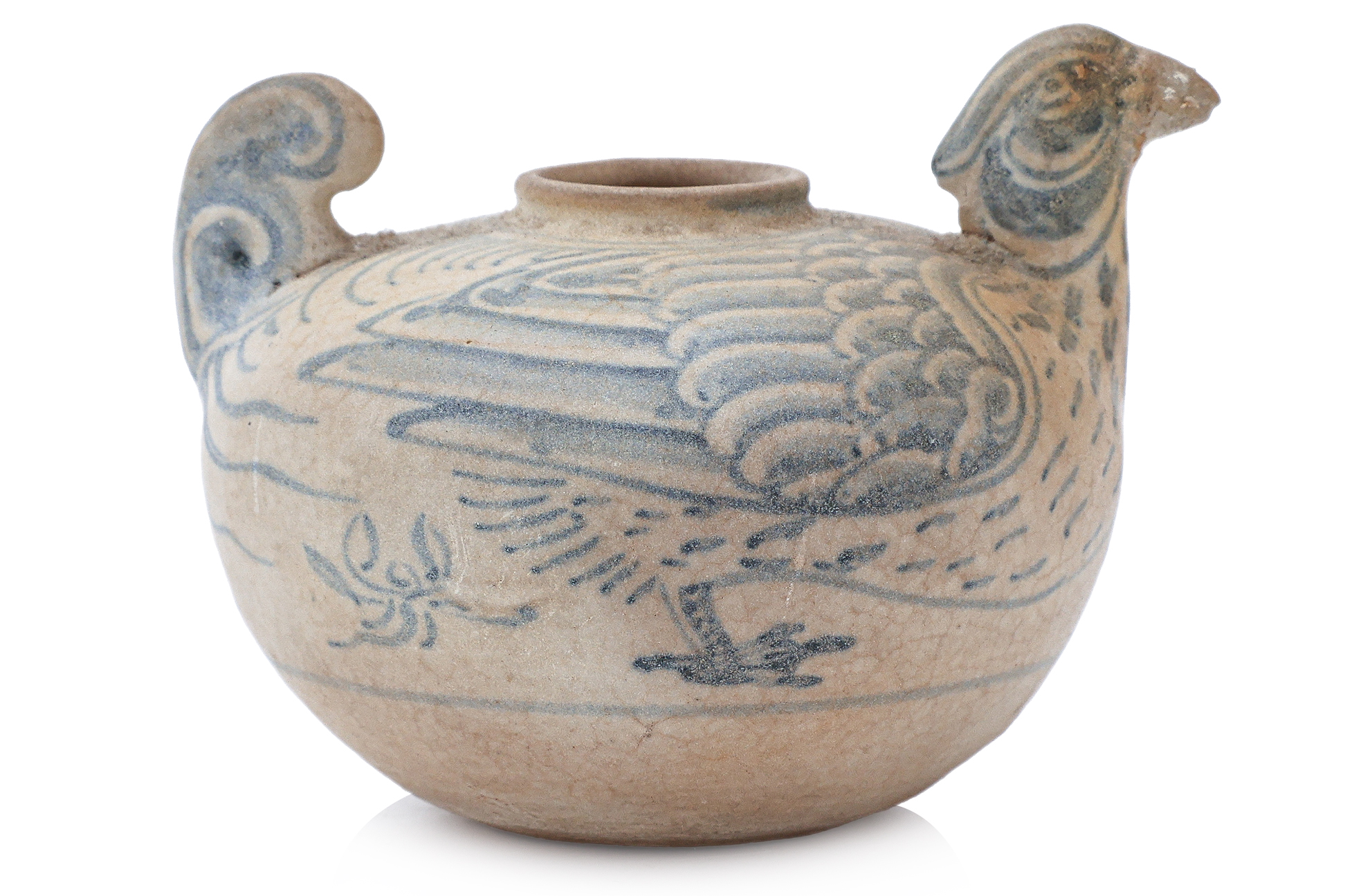 A SMALL VIETNAMESE BLUE AND WHITE CHICKEN VESSEL - Image 2 of 4