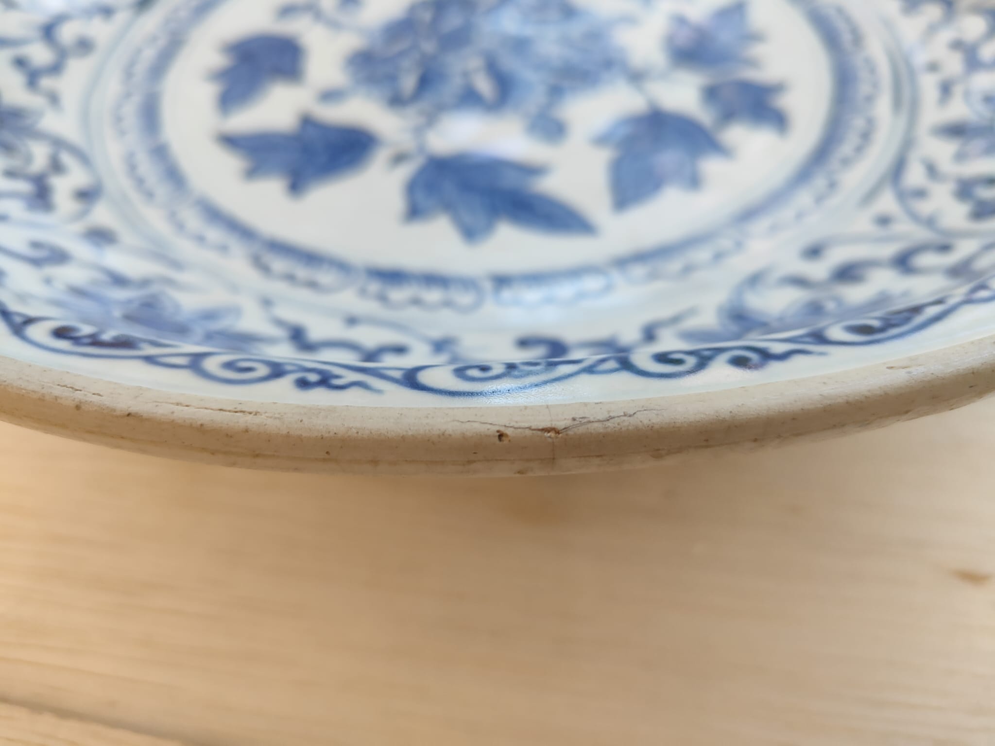 A LARGE VIETNAMESE BLUE AND WHITE PEONY DISH - Image 4 of 10