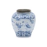 A BLUE AND WHITE PORCELAIN BOYS JAR