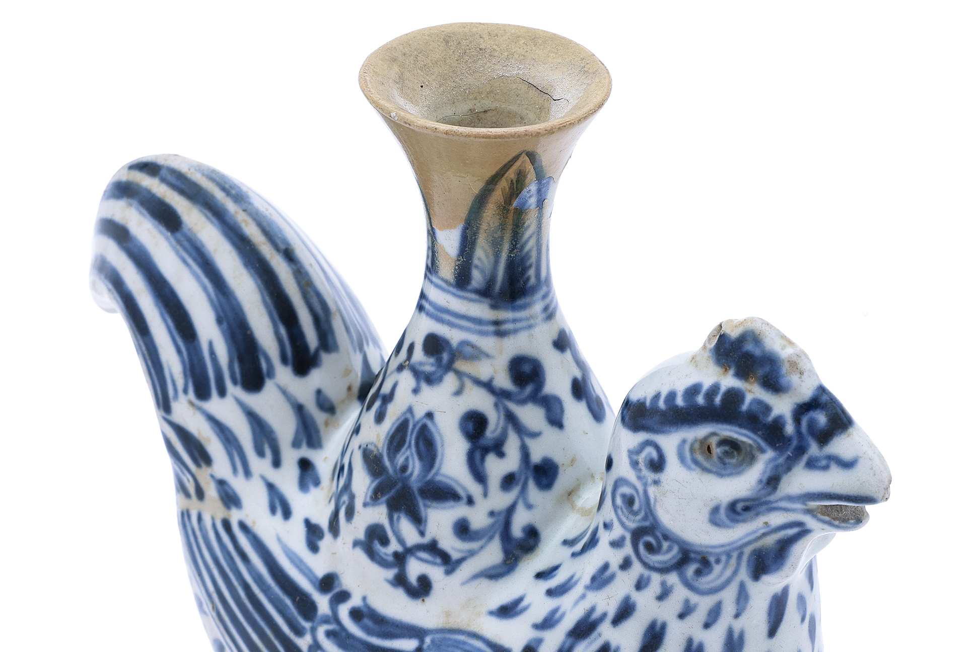 A VIETNAMESE BLUE AND WHITE CHICKEN FORM KENDI - Image 4 of 12