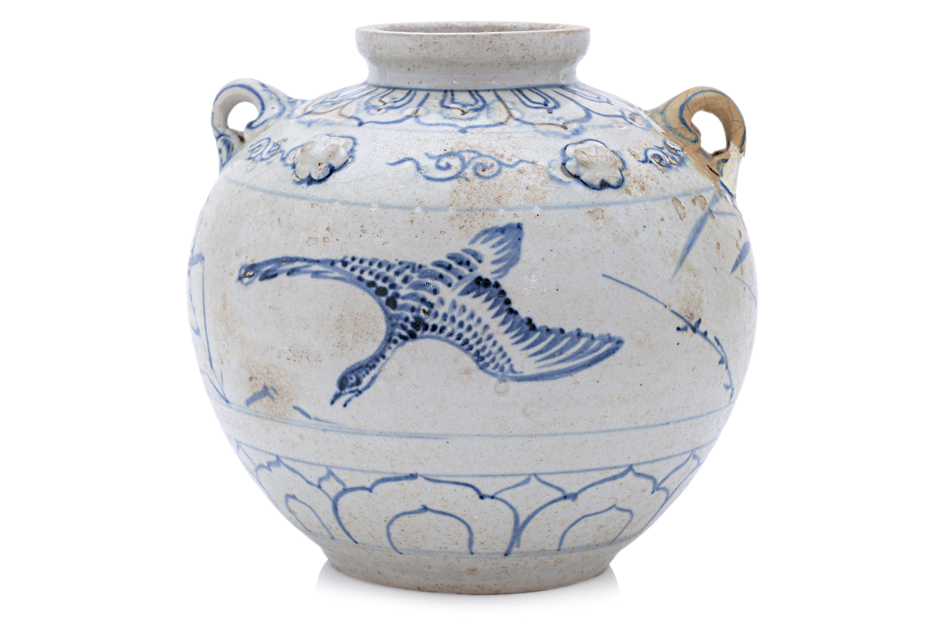 A VIETNAMESE BLUE AND WHITE JAR DECORATED WITH FLYING GEESE - Image 2 of 4