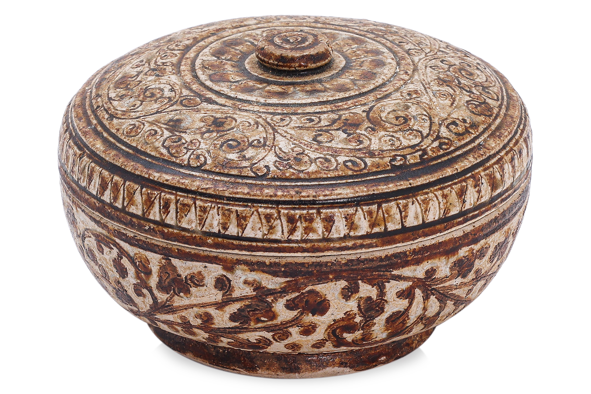 A THAI SGRAFFITO BOX AND COVER