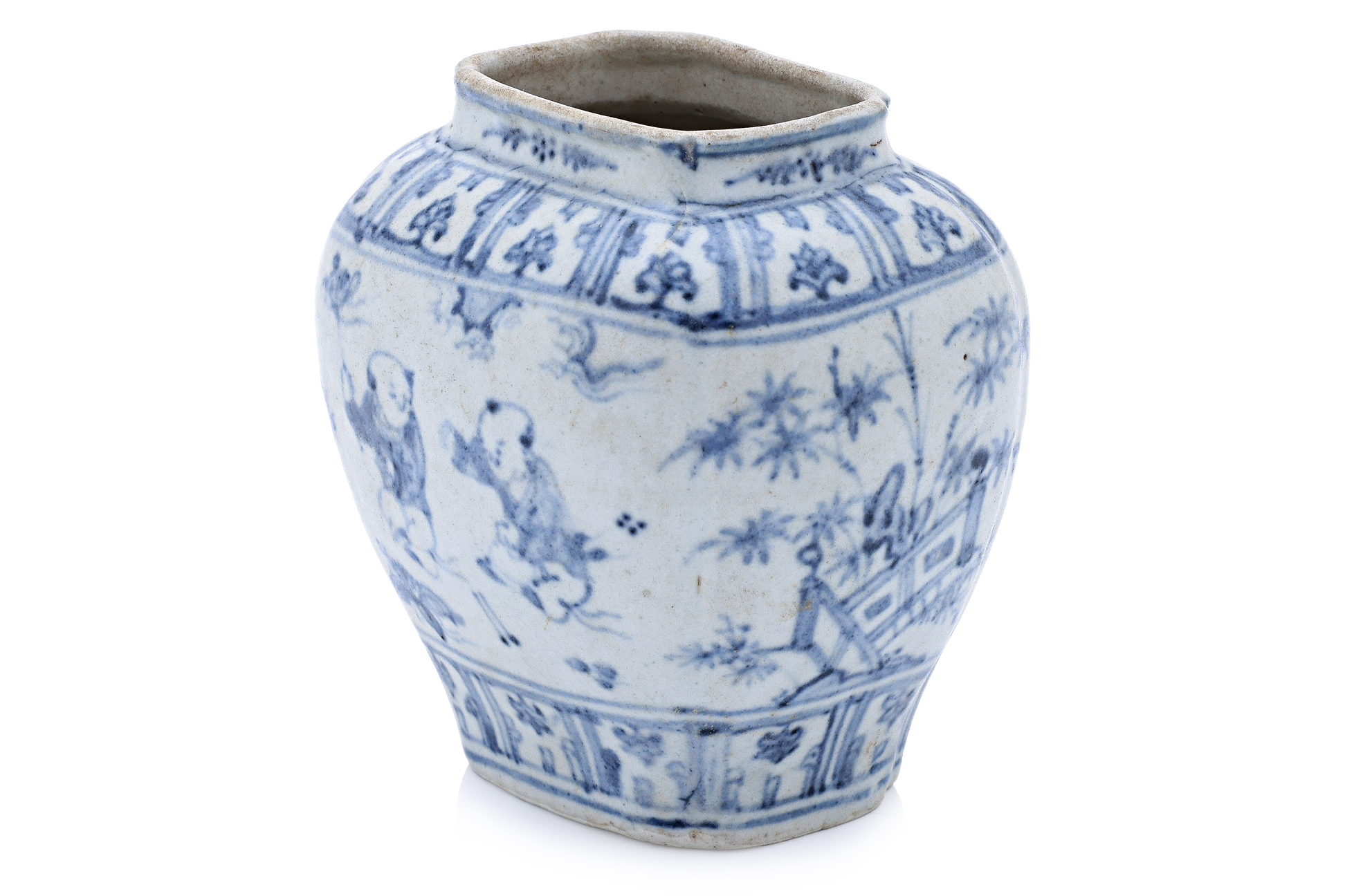 A BLUE AND WHITE PORCELAIN BOYS JAR - Image 2 of 11