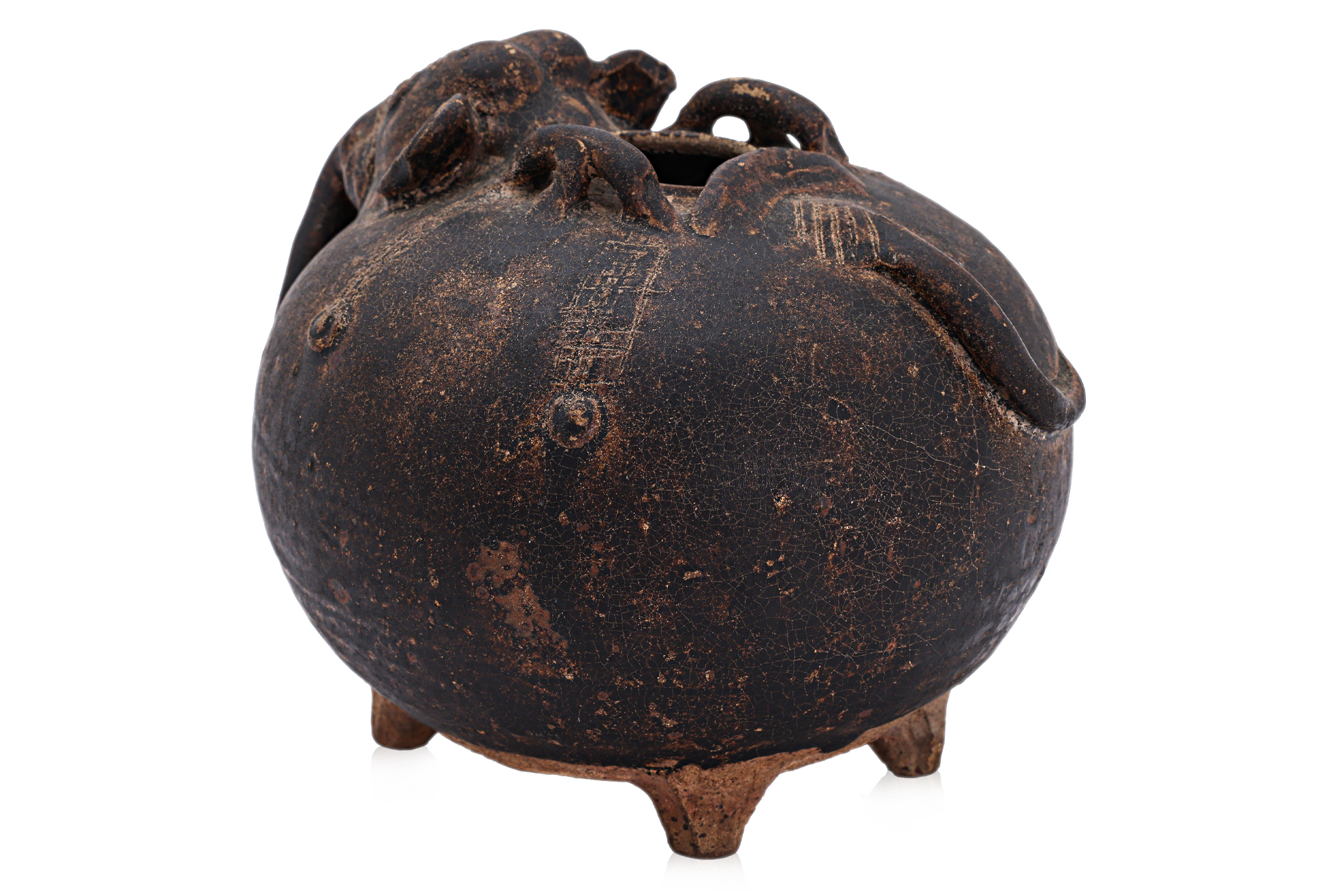 A CAMBODIAN BROWN GLAZED ELEPHANT FORM LIME JAR - Image 3 of 14