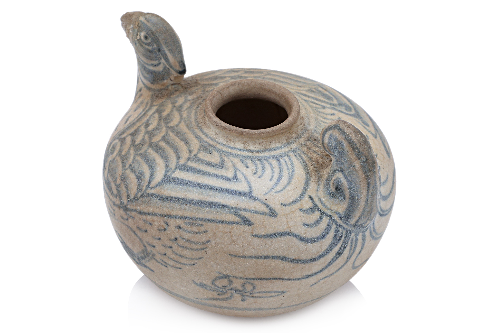 A SMALL VIETNAMESE BLUE AND WHITE CHICKEN VESSEL - Image 3 of 4