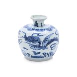 A BLUE AND WHITE PORCELAIN WINGED DRAGON JARLET