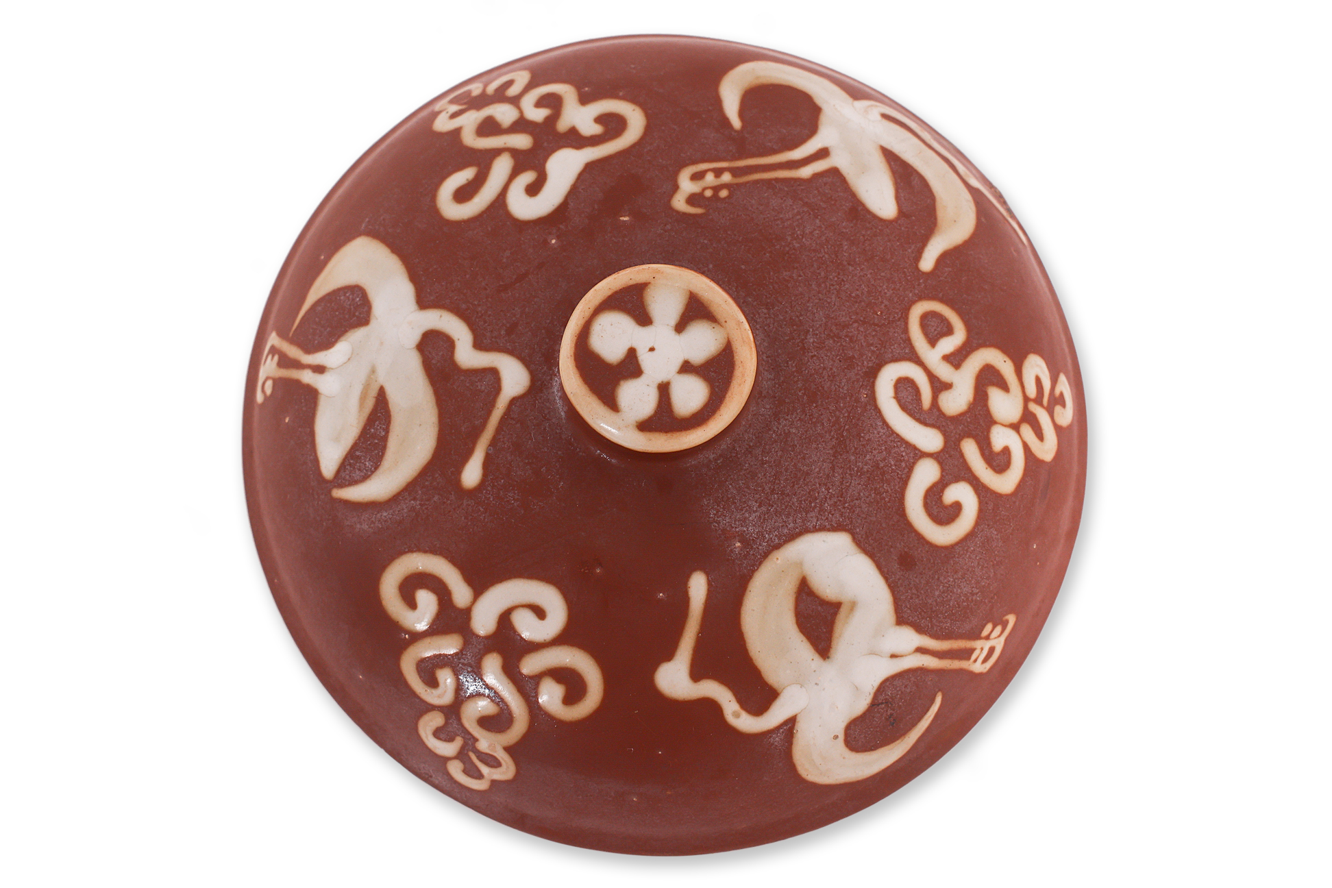 A SWATOW SLIP DECORATED BROWN GLAZED BOWL AND COVER - Image 3 of 4