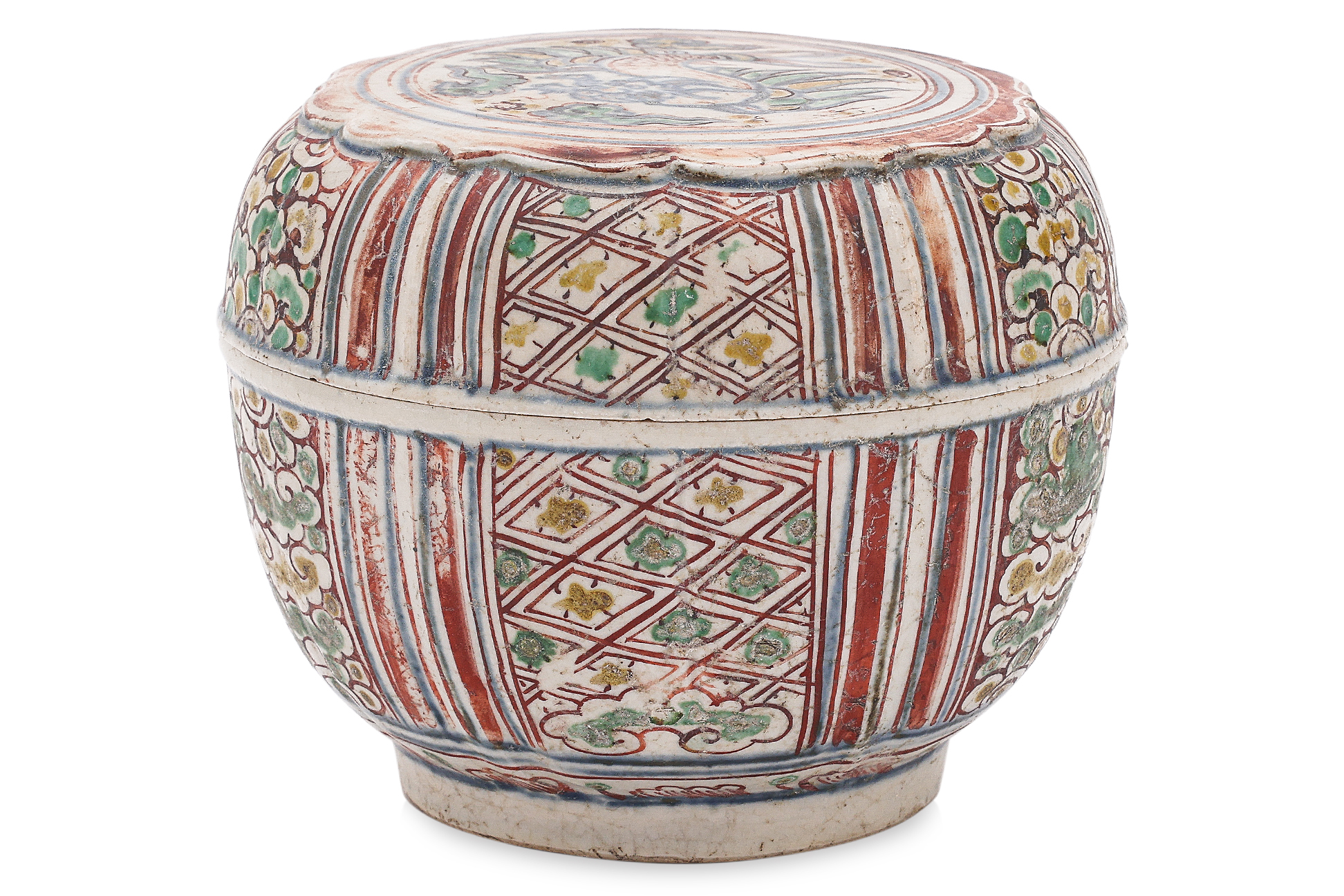 A VIETNAMESE POLYCHROME LOBED CIRCULAR BOX AND COVER - Image 3 of 4