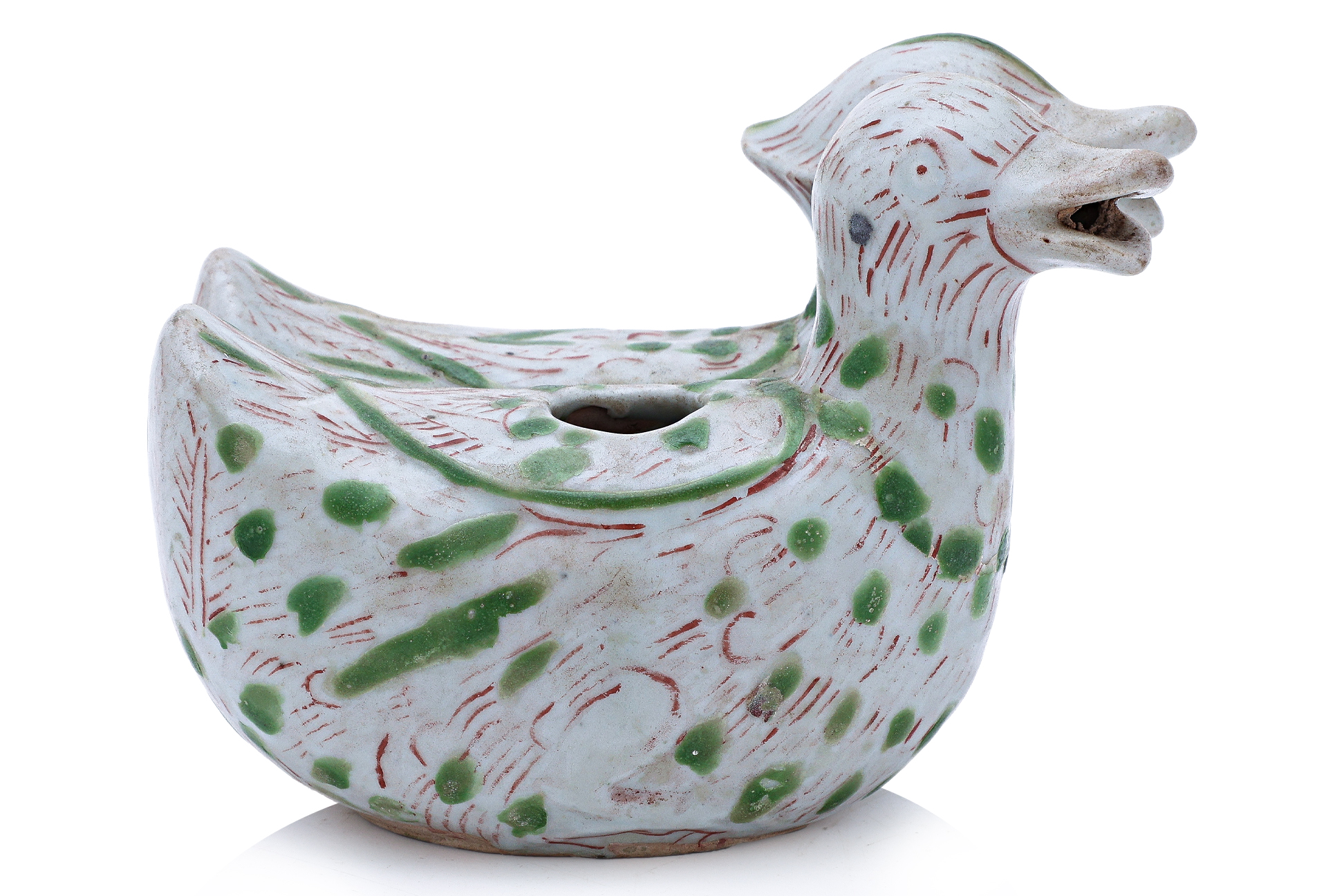 A PAIR OF ENAMEL DECORATED TWIN DUCK WATER POTS - Image 7 of 9