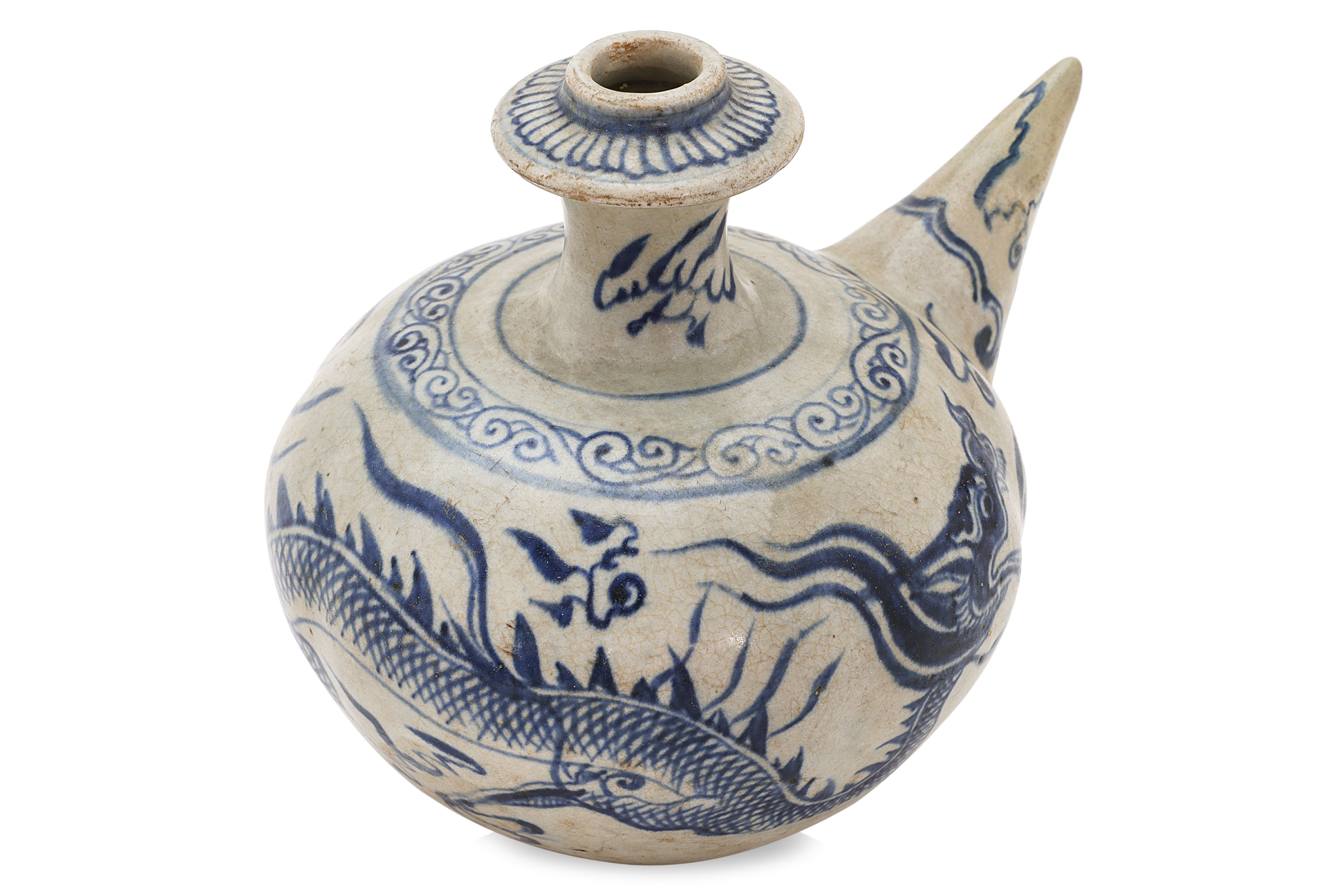 A VIETNAMESE BLUE AND WHITE DRAGON KENDI - Image 4 of 16