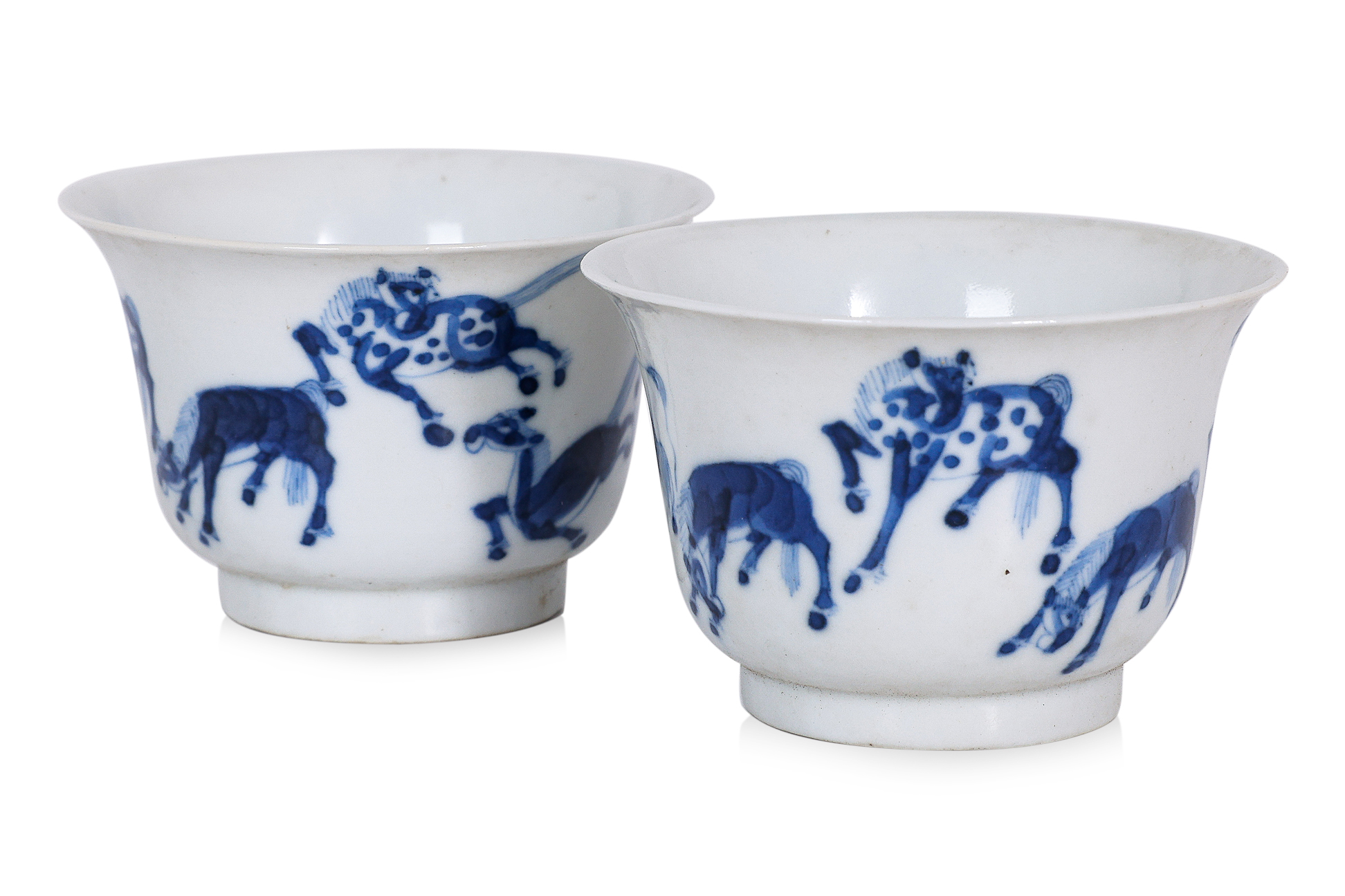 A 'BLEU DE HUE' VIETNAMESE MARKET HORSES TRAY AND TEA BOWLS - Image 2 of 6