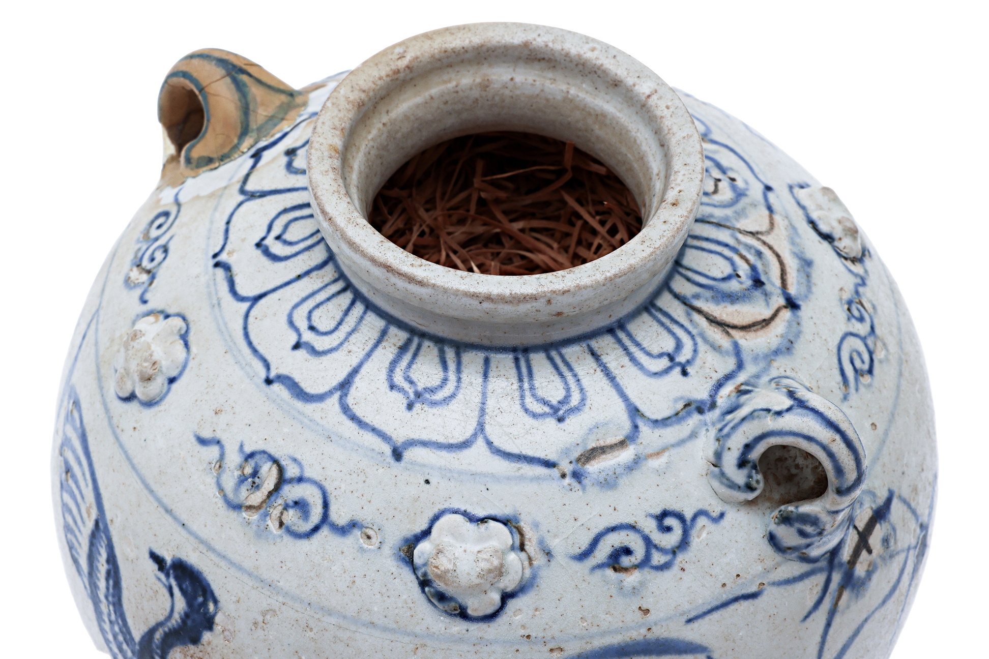 A VIETNAMESE BLUE AND WHITE JAR DECORATED WITH FLYING GEESE - Image 3 of 4