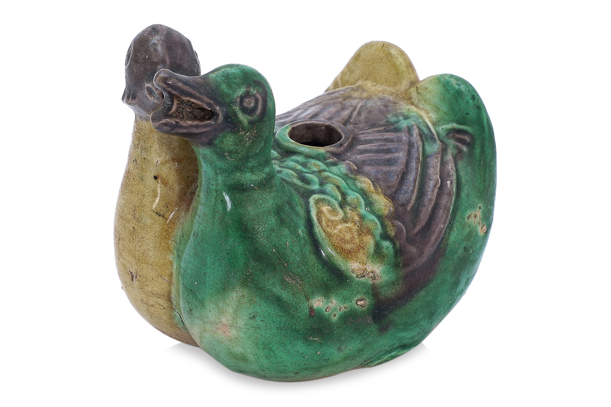 A SANCAI GLAZED TWIN DUCK WATER DROPPER