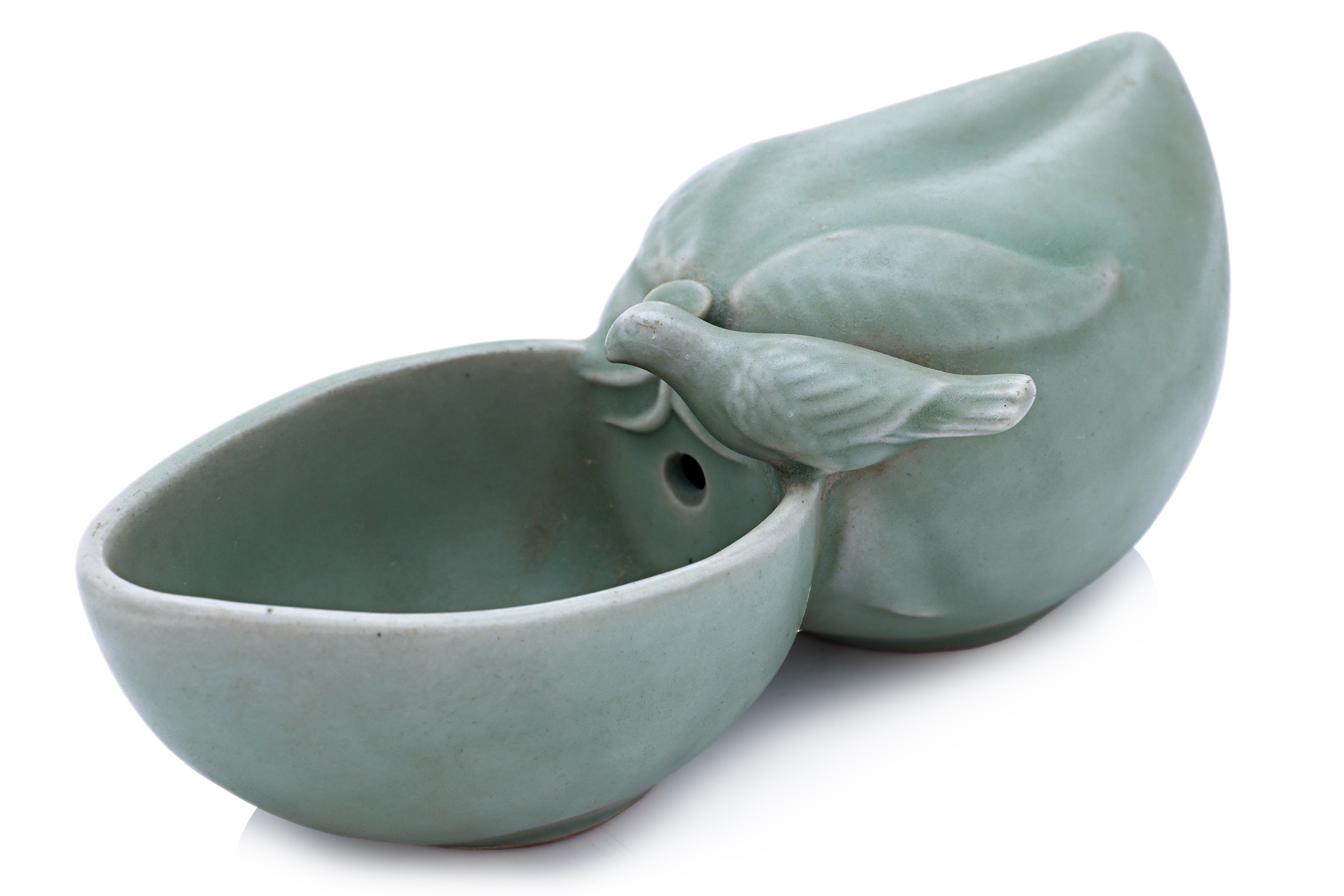A CELADON PEACH-FORM WATER DROPPER AND WASHER - Image 2 of 12