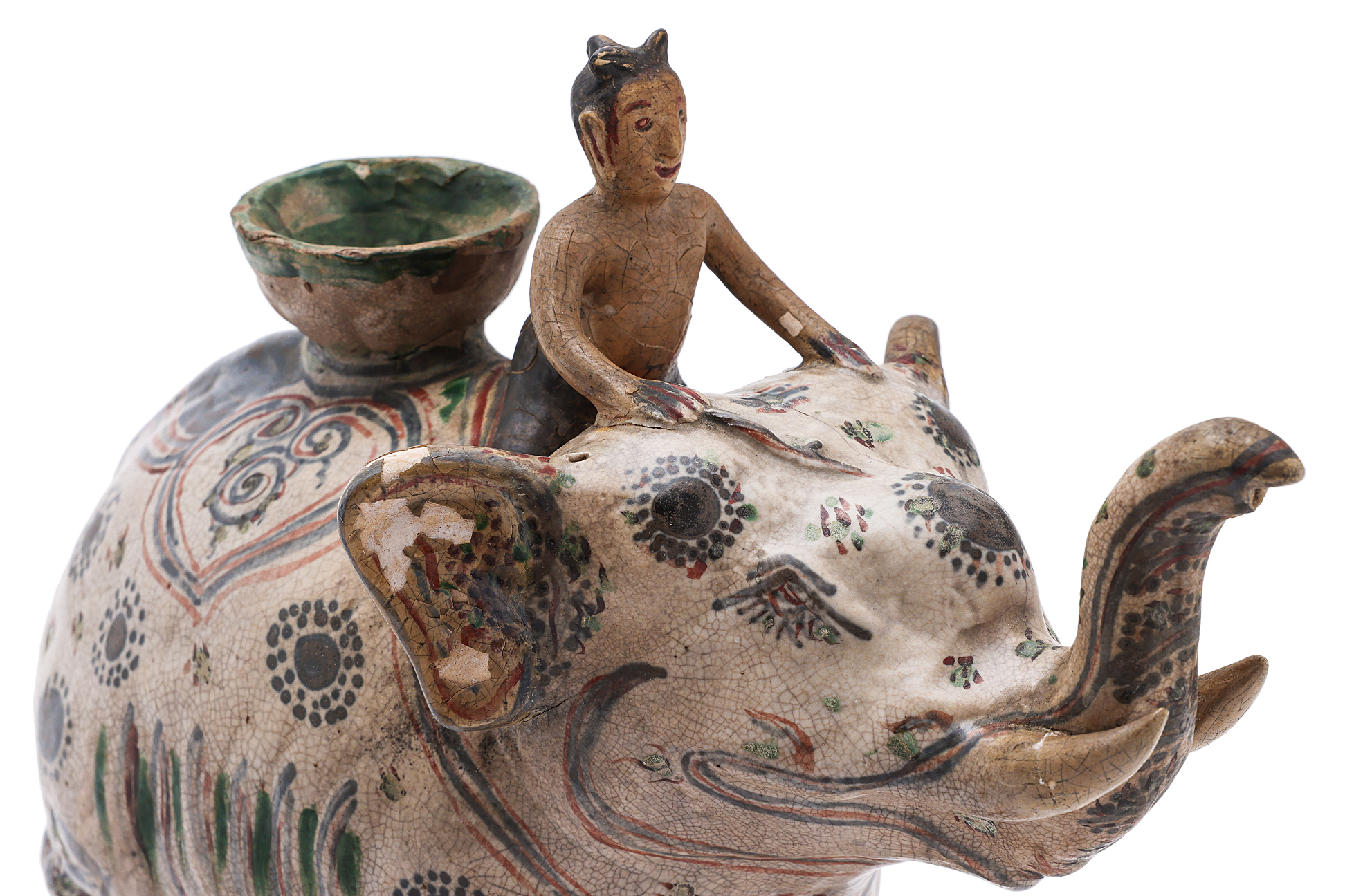 A LARGE VIETNAMESE POLYCHROME ELEPHANT EWER - Image 4 of 14