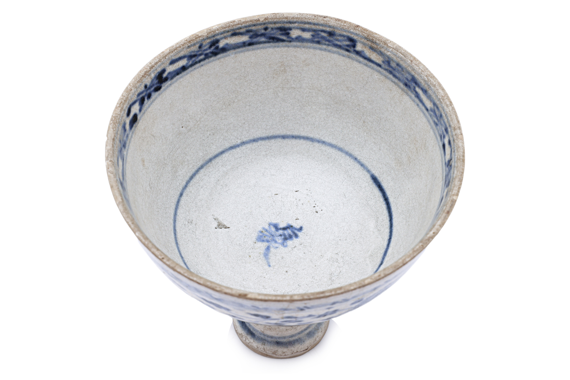A VIETNAMESE BLUE AND WHITE STEM CUP - Image 3 of 4