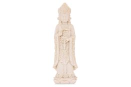 A CARVED STONE FIGURE OF GUANYIN
