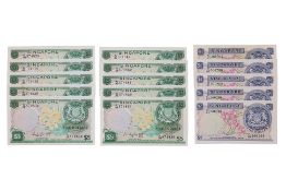 A GROUP OF SINGAPORE 5 DOLLARS ORCHID SERIES CONSECUTIVE