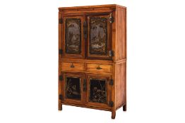 A CHINESE TIERED ELM CABINET