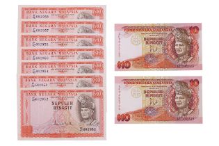 A GROUP OF MALAYSIA 10 RINGGIT