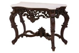 A ROCOCO STYLE MARLE TOPPED CONSOLE TABLE