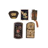 FOUR SILK EMBROIDERED PURSES AND A KEY HOLDER