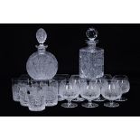 A GROUP OF BOHEMIA CRYSTAL TABLE GLASS AND DECANTERS