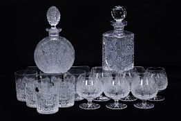 A GROUP OF BOHEMIA CRYSTAL TABLE GLASS AND DECANTERS