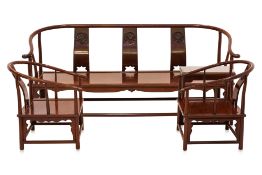 A CHINESE ROSEWOOD FOUR PIECE SEATING SET