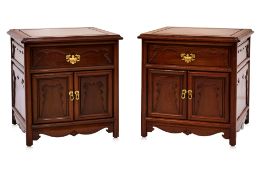A PAIR OF CHINESE ROSEWOOD BEDSIDE CABINETS