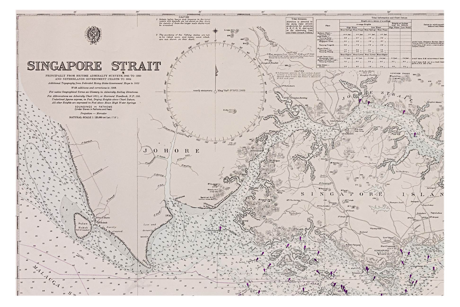 A LARGE MAP OF THE SINGAPORE STRAIT - Image 2 of 2