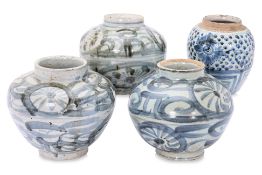 A GROUP OF FOUR CHINESE BLUE AND WHITE PORCELAIN JARS
