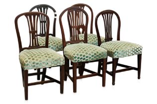 A GROUP OF FIVE GEORGE III DINING CHAIRS