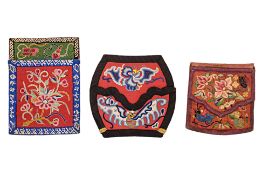 THREE SILK EMBROIDERED PURSES