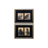 A SET OF FOUR INK PAINTINGS OF MONGOLIAN WARRIORS