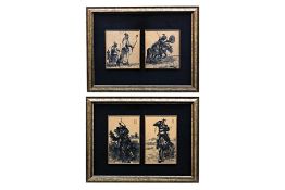 A SET OF FOUR INK PAINTINGS OF MONGOLIAN WARRIORS