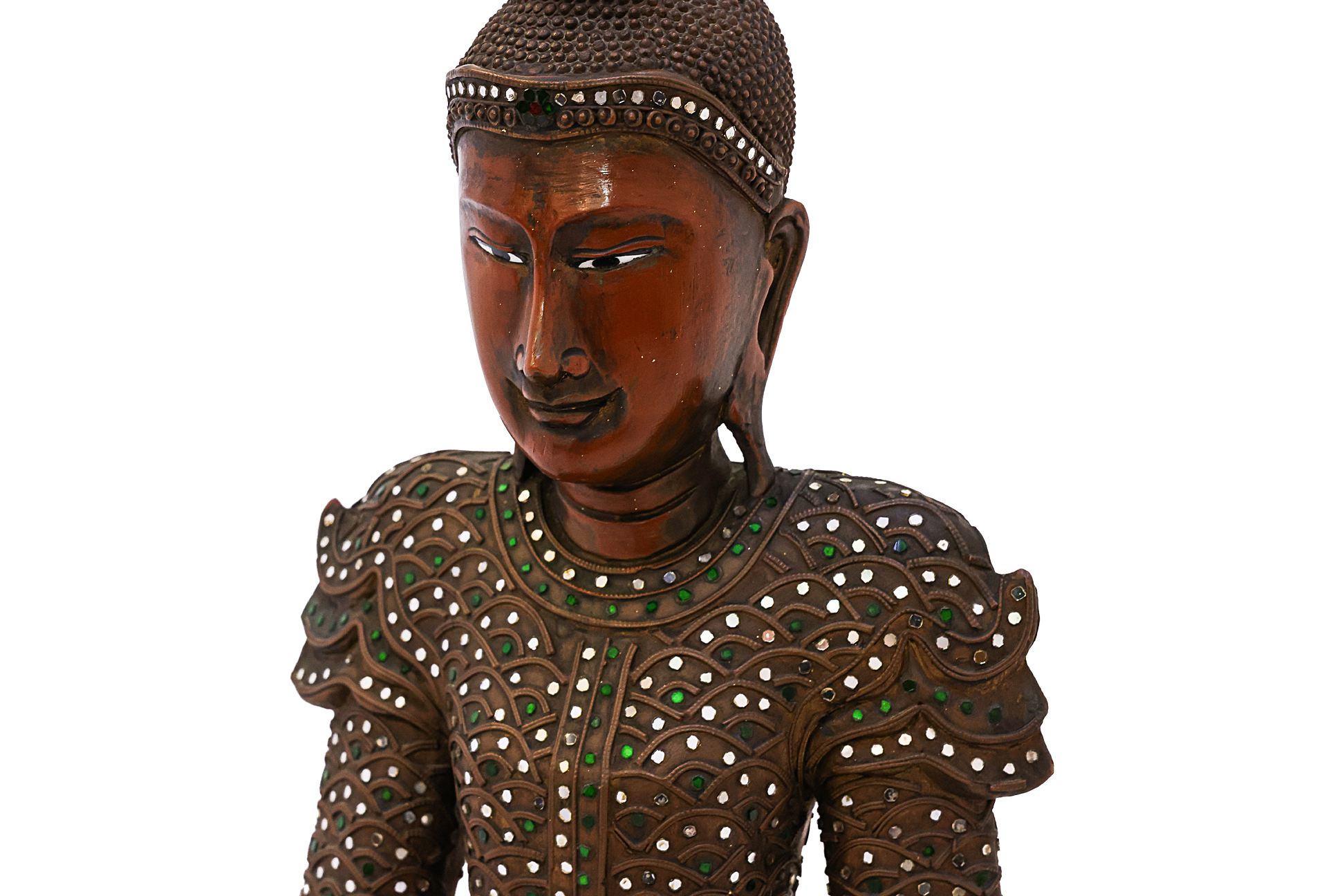 A BURMESE LACQUERED TIMBER SITTING BUDDHA - Image 2 of 3