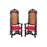 A PAIR OF TUDOR STYLE ARMCHAIRS