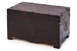 A CHINESE ELM BOX WITH TRAY